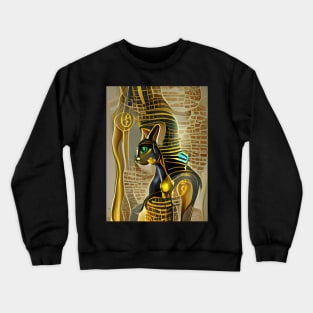 Ancient Egyptian Cat Goddess Bastet AI generated digital artwork Crewneck Sweatshirt